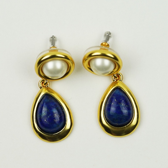 New JCREW Pearl and Stone Drop Earrings in Lustrous Blue $49 CG707 - Picture 3 of 3